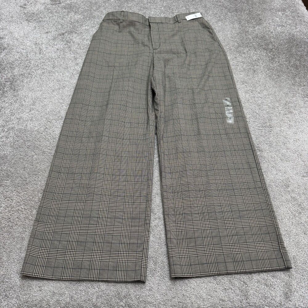GAP Easy Trouser Wide Leg Dress Pants Womens Size 16 Black Plaid Stretch NWT